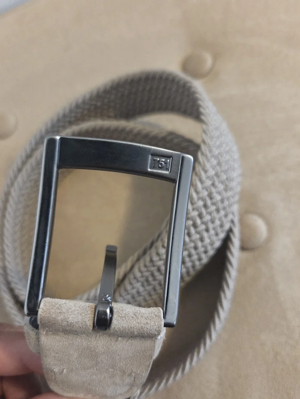 Psycho Bunny Men's Stretch Braided Belt, desert taupe color .